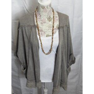 Women's Freeloader Gray Open Cardigan Super Soft Terry Cloth Sz S Distressed